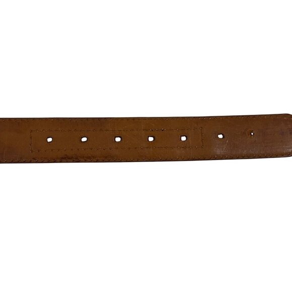 Cole Haan Mens Leather Belt Solid Brass Buckle Made In USA Brown Tan Size 32 - Picture 9 of 11